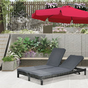 Polyrattan Sun Lounger 2-Person Relax Lounger 5-Position Backrest, Metal & PE Rattan