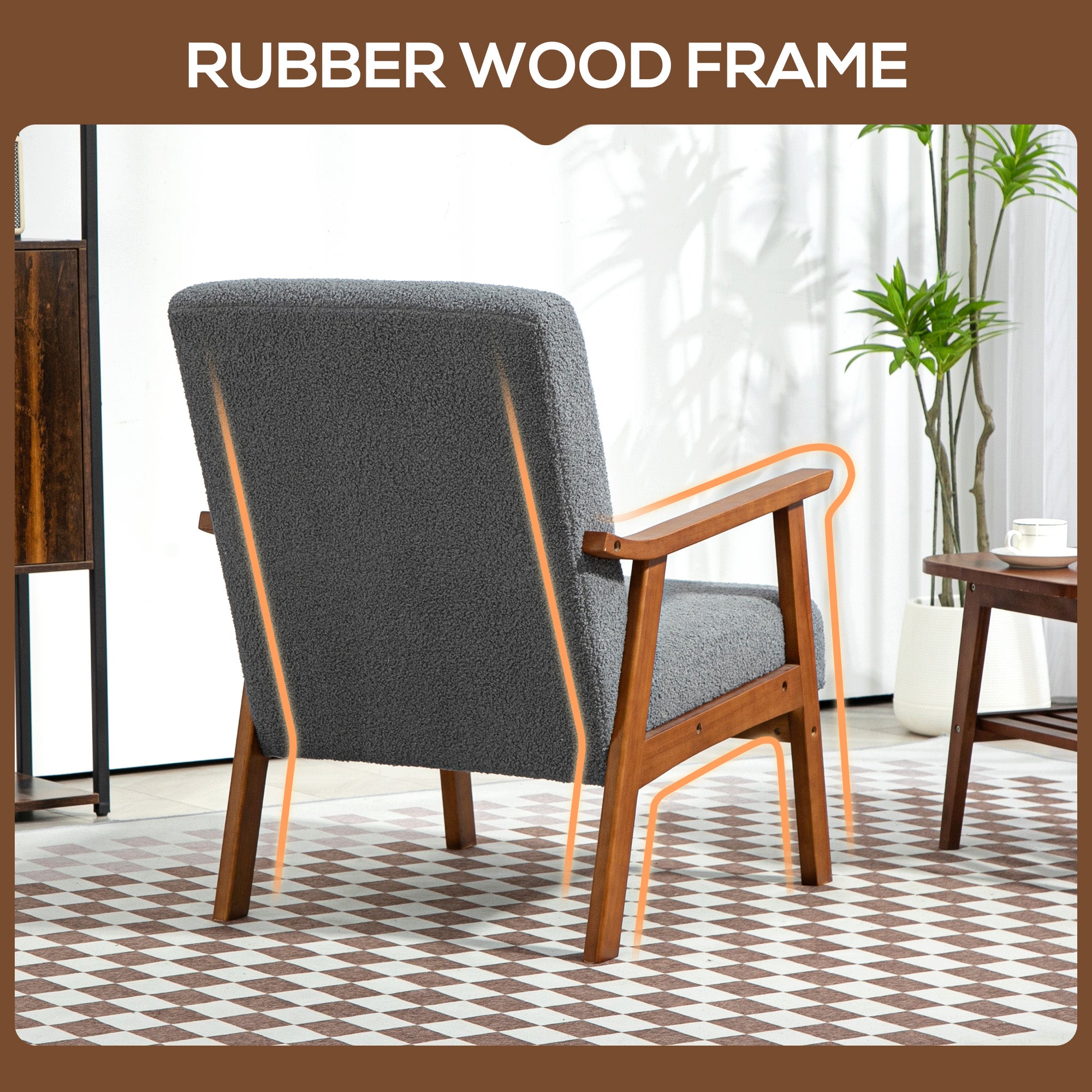 Armchair Wide Seat Padded Occasional Boucle Grey