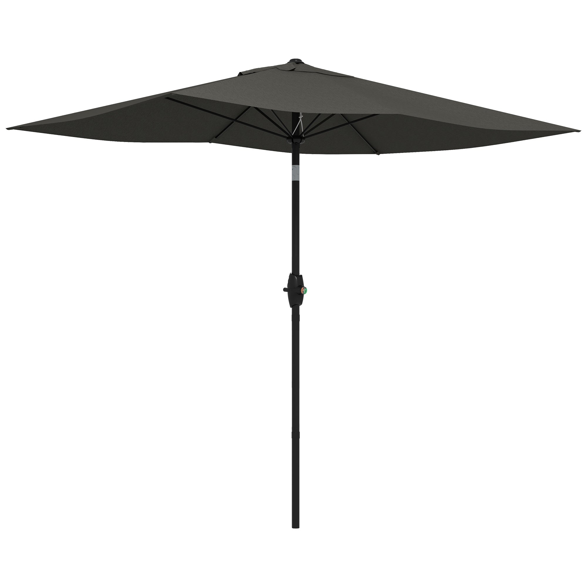 Garden Parasol Umbrella, 2x3m Rectangular Outdoor Sun Shade with Crank Tilt, Dark Grey Aluminium Pole
