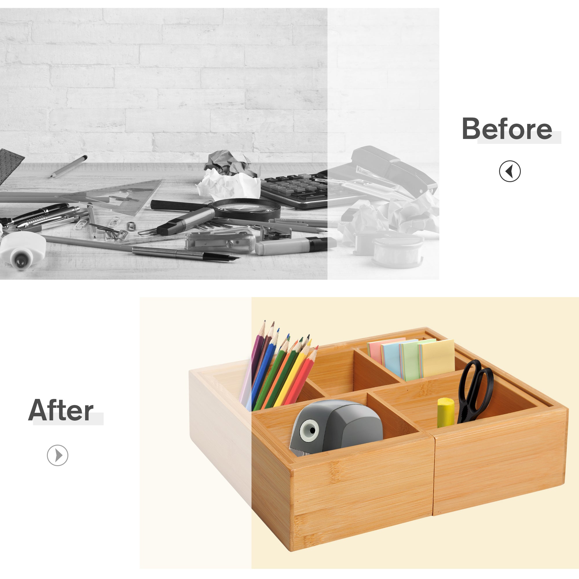 Storage Box Drawer Organizer, Extendable, Bamboo Natural