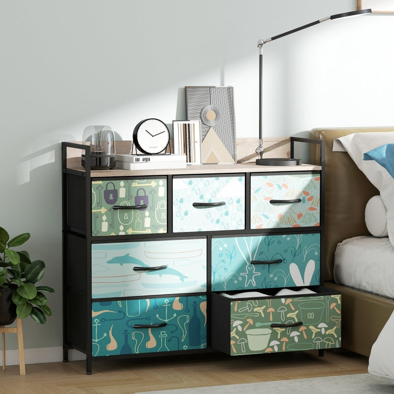 Chest of Drawers 7-Drawer Storage Unit Blue