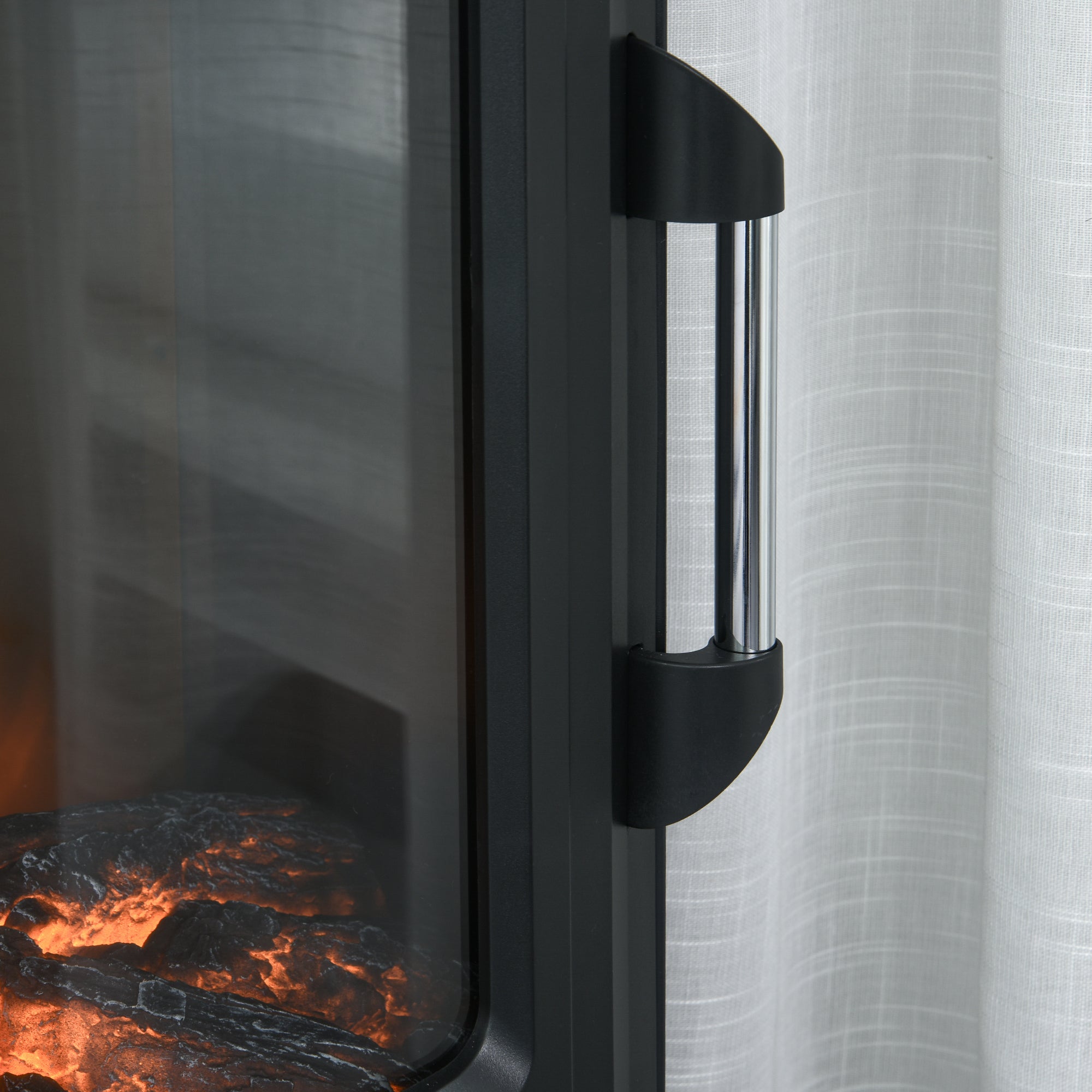 Electric Fireplace, Realistic Flame Effect, Thermostat, Black