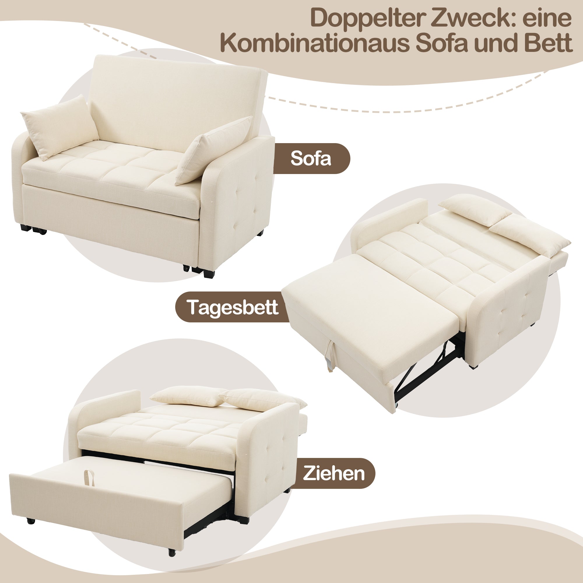 Sofa Bed, Multifunctional Folding Adjustable Backrest, 180x127 cm