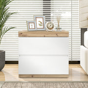 Nightstand 2 Drawers Storage - White/Oak E1 Chipboard