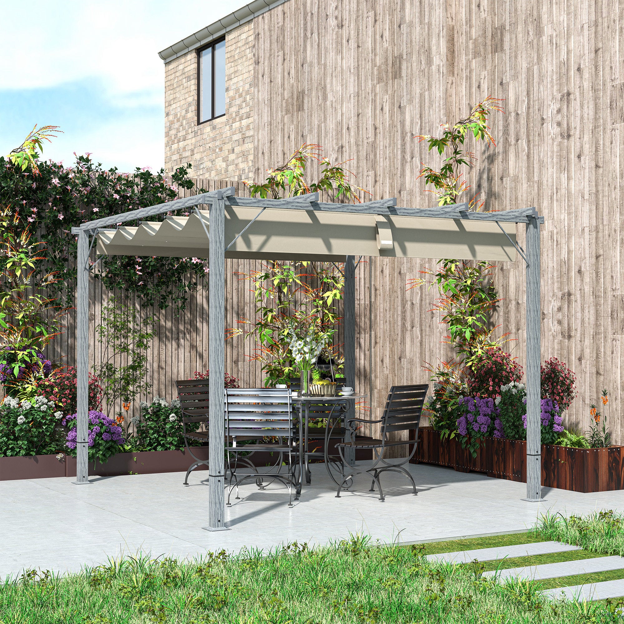 Ret retractable roof pergola 3 x 3 m - Grey