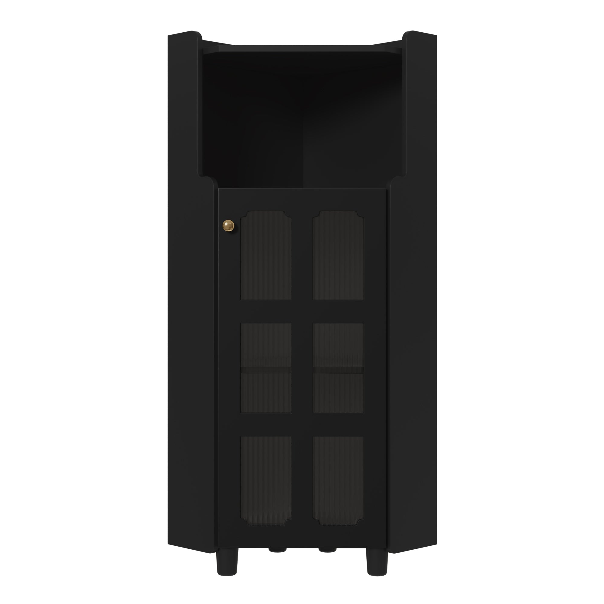 Corner Cabinet Modern LED App Control Storage - Black Lacquer