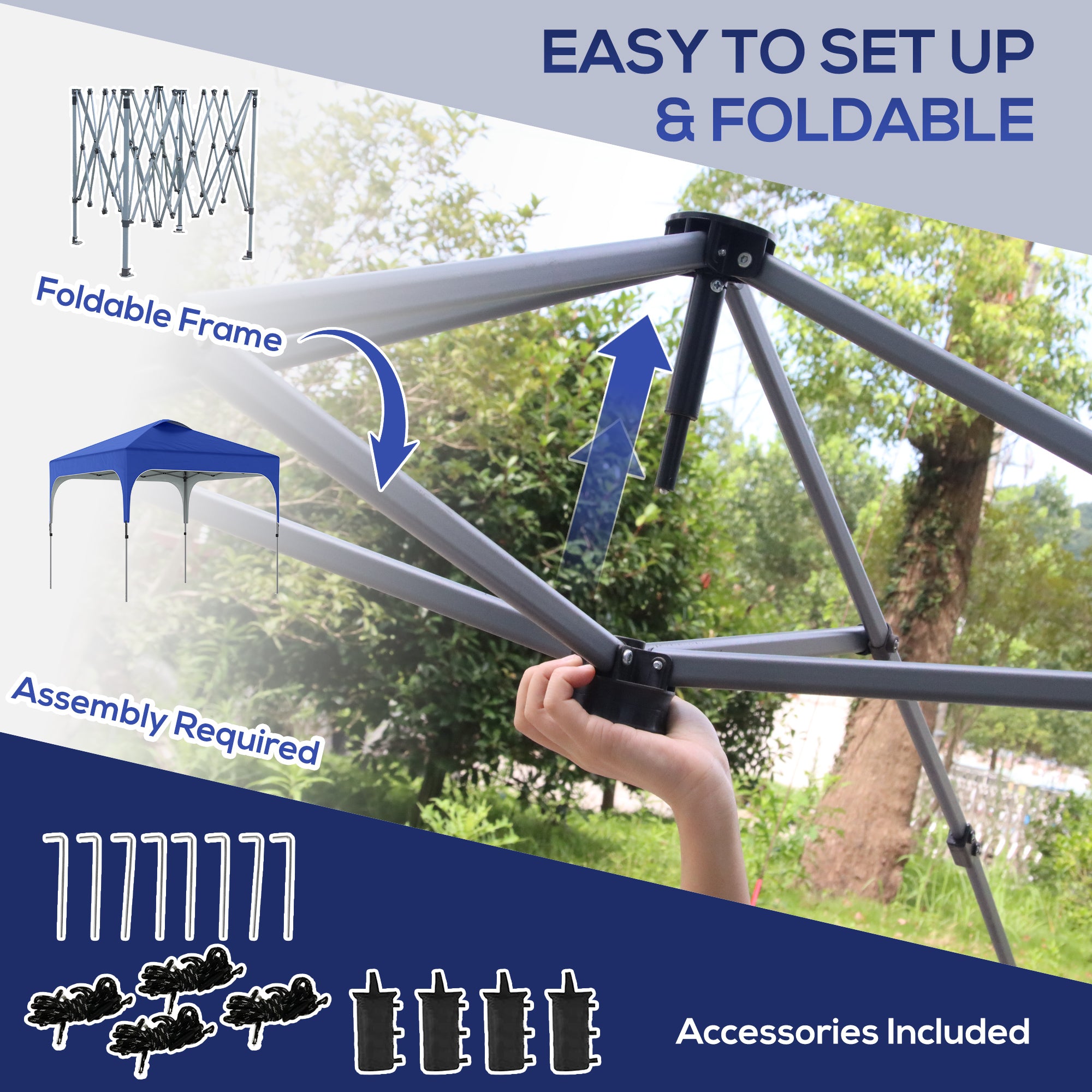 3 x 3M Pop Up Gazebo, UPF 50+ Foldable Canopy Tent with Carrybag, Blue