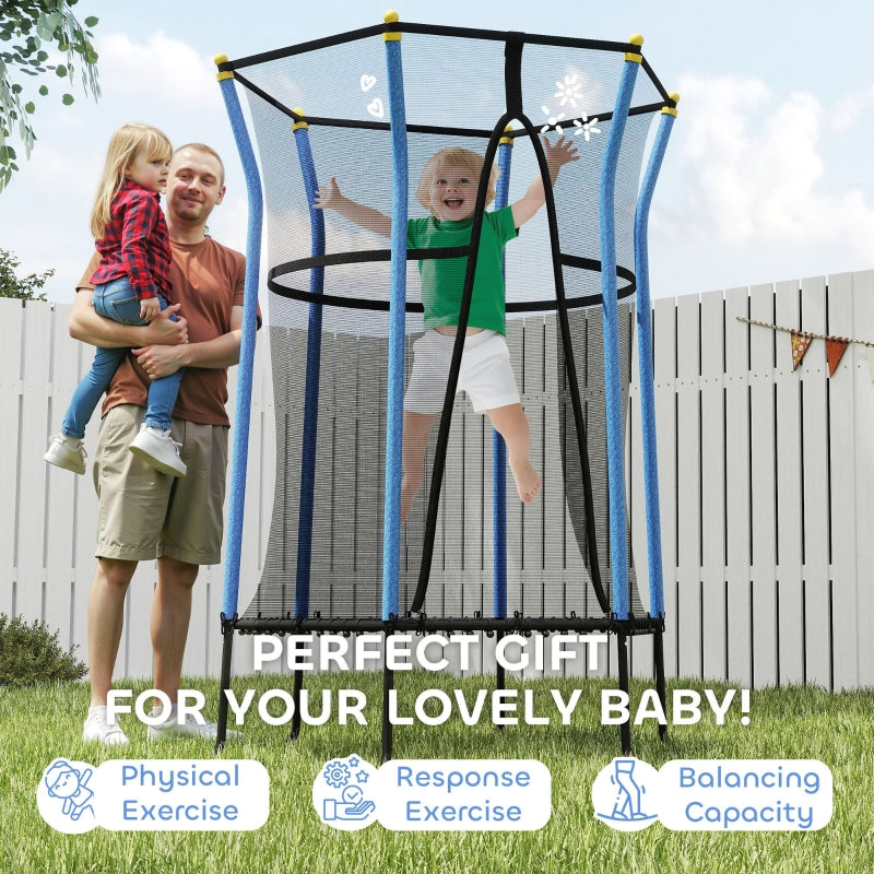 Kids Trampoline Mini Bouncer with Enclosure Safety Net - Blue