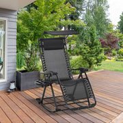 Garden Rocking Chair Folding Recliner Zero-Gravity Adjustable Sun Lounger, Black