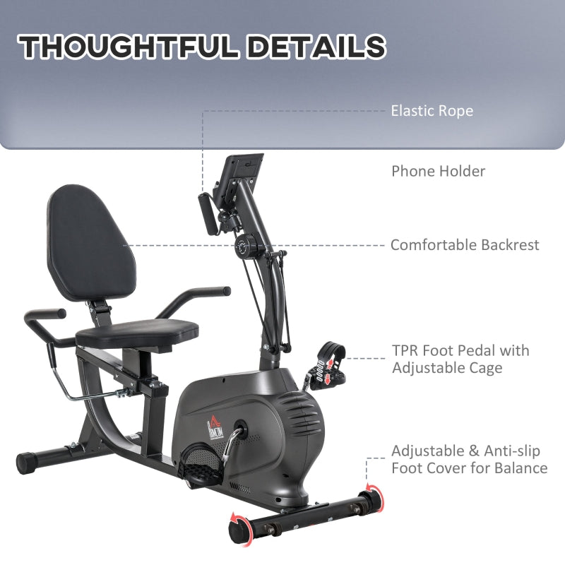 Recumbent Exercise Bike, 8-Level Magnetic Resistance, LCD Monitor, Black