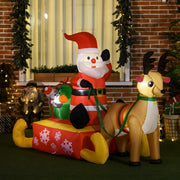 Inflatable Santa Claus Sledge Reindeer Blow Up 4ft Christmas Decoration for Garden