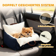 Dog Car Seat 2 Straps Washable Cover Under 5kg - Blue