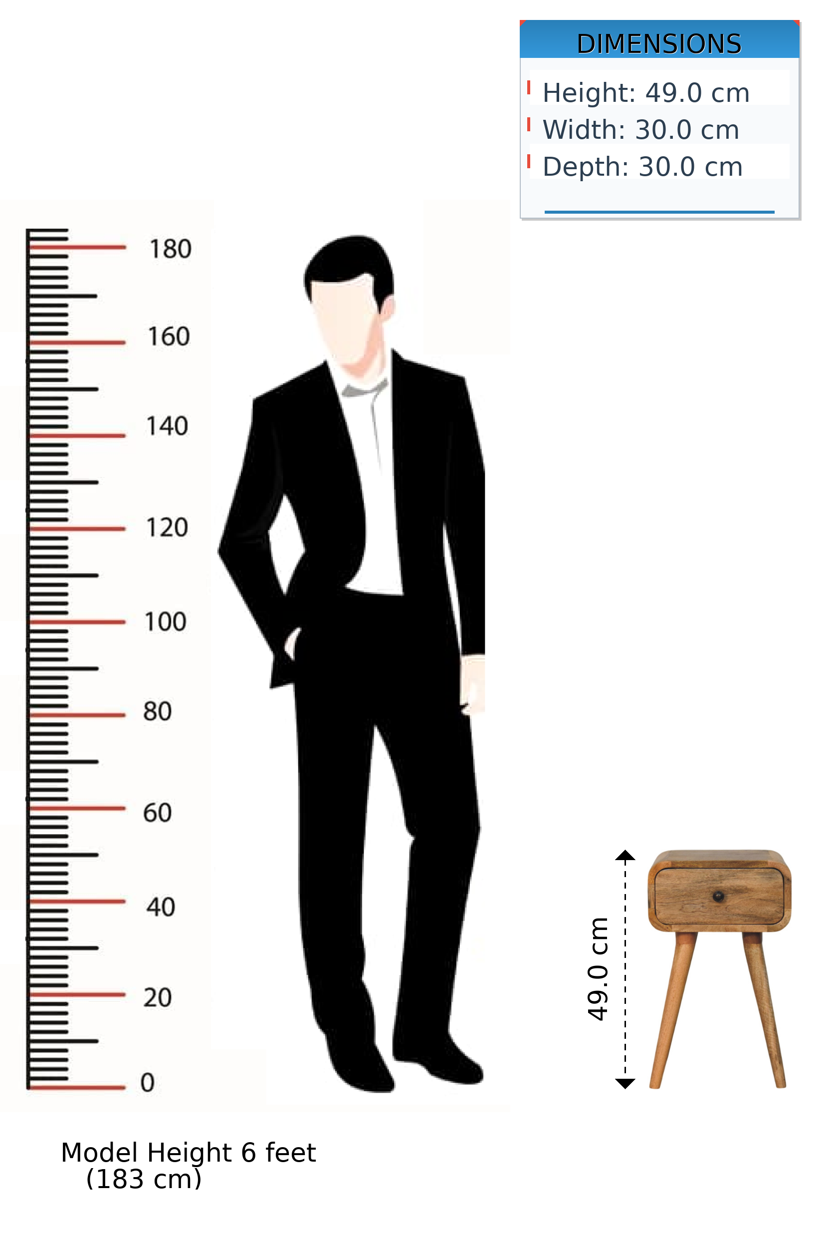 Avora Mini Nightstand with 1 Drawer, Solid Wood Brown