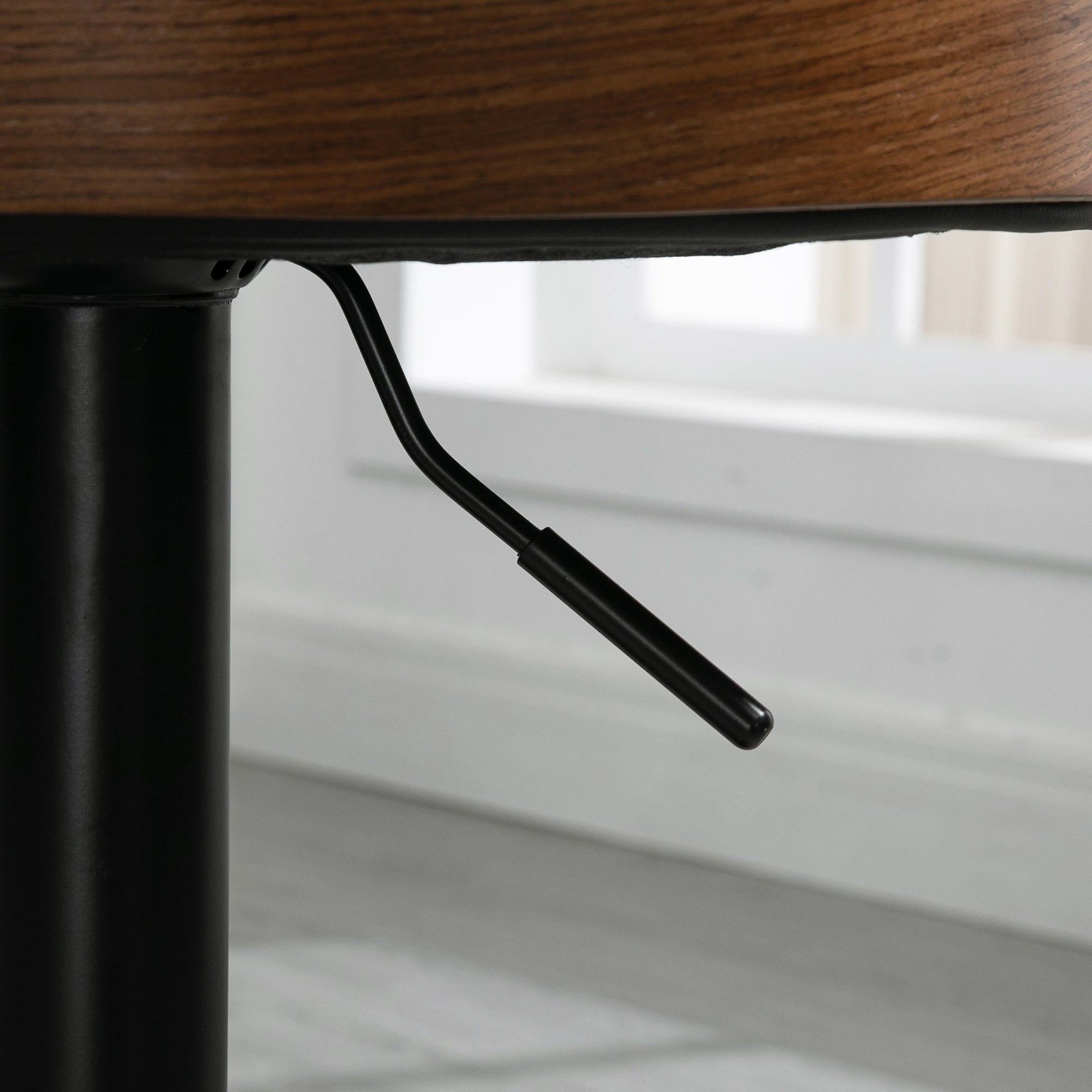 Bar Stools, Swivel Height-Adjustable with Footrest, Faux Leather Wood