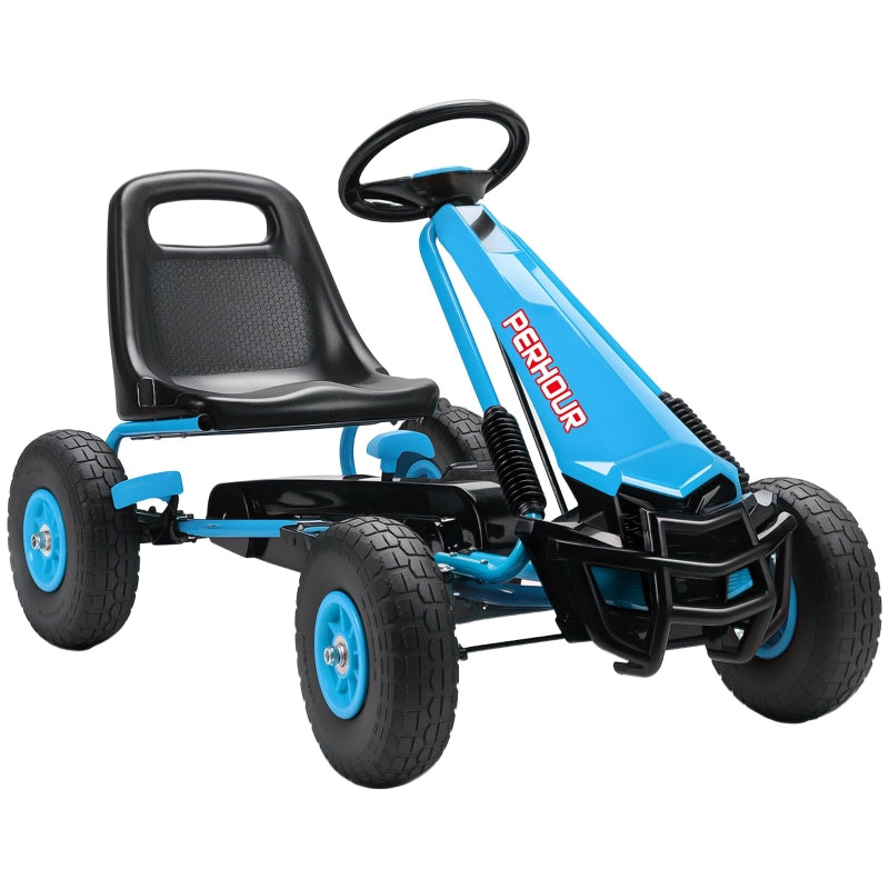 Pedal Go-Kart for Kids with Adjustable Seat and EVA Wheels, Blue