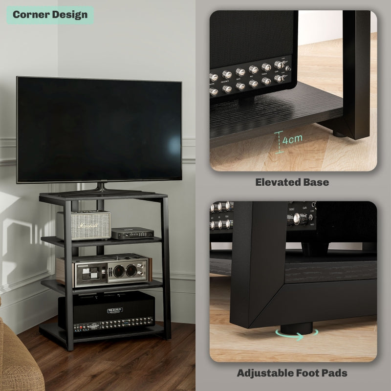 HiFi Stand, Four Storage Shelves - Black