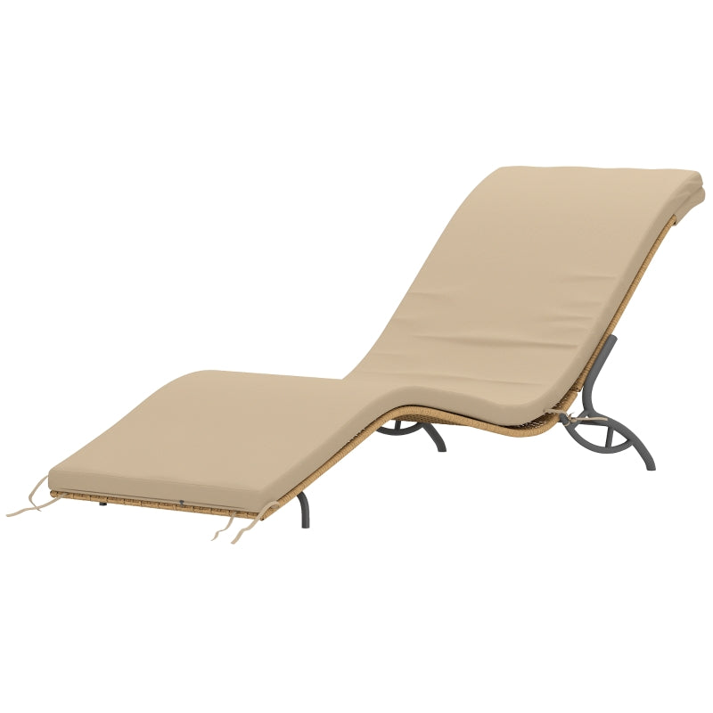 Sun Lounger, Water-Repellent, 120 kg Load Capacity, Polyrattan Beige