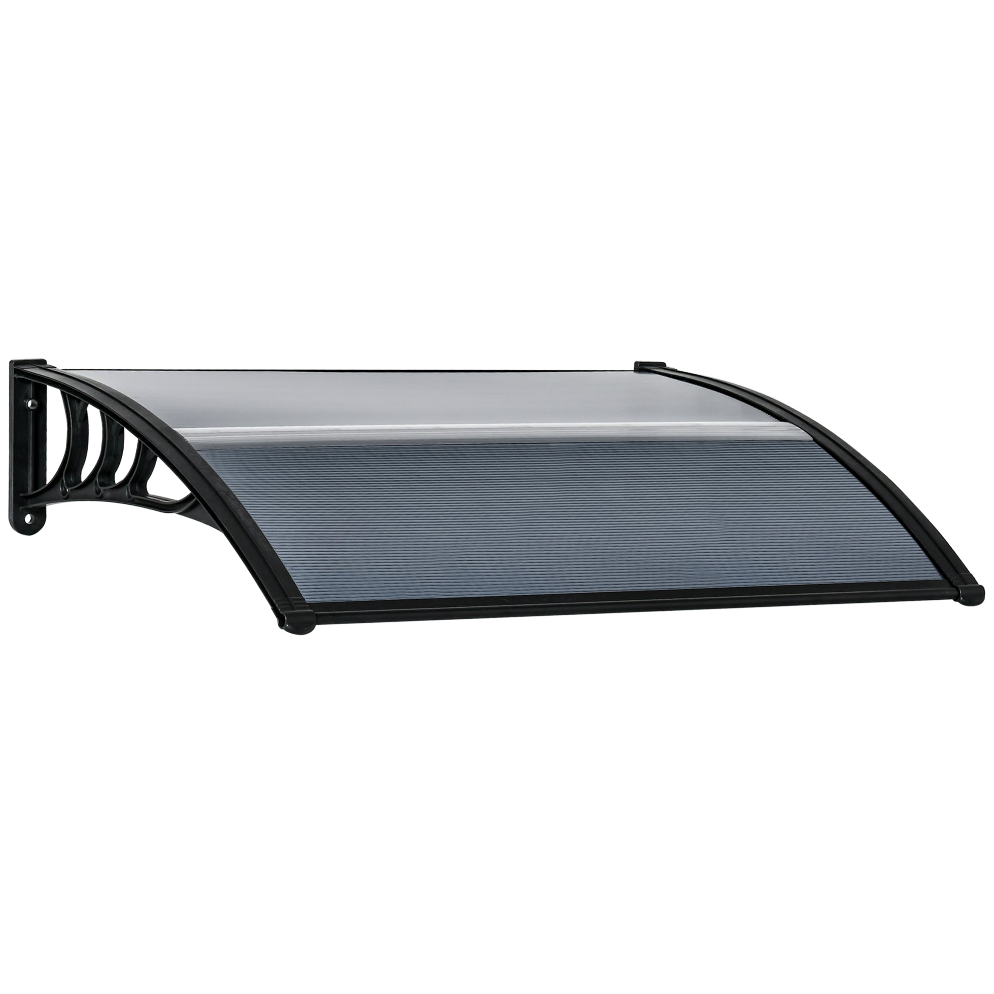 Canopy for Front Door, 100 x 75 cm Pent Arch UV Protection, Aluminum & Polycarbonate Black