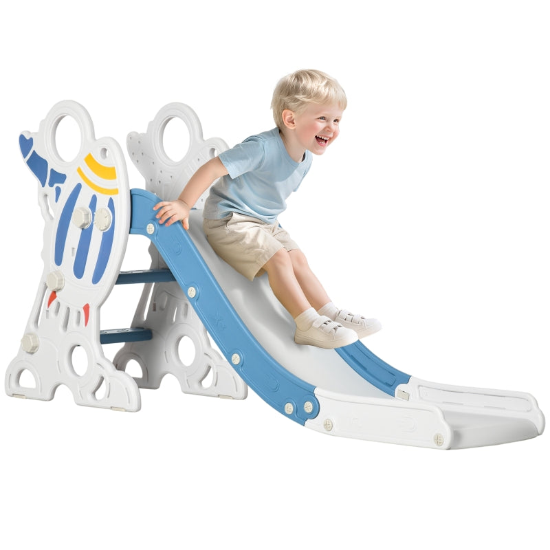 Rocket Slide for Toddlers with Sticker Set and Rocket Design, Blue