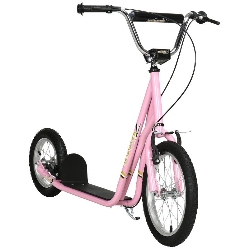 Children's Scooter, Pneumatic Tires, 16 Inch, Handbrake, Pink
