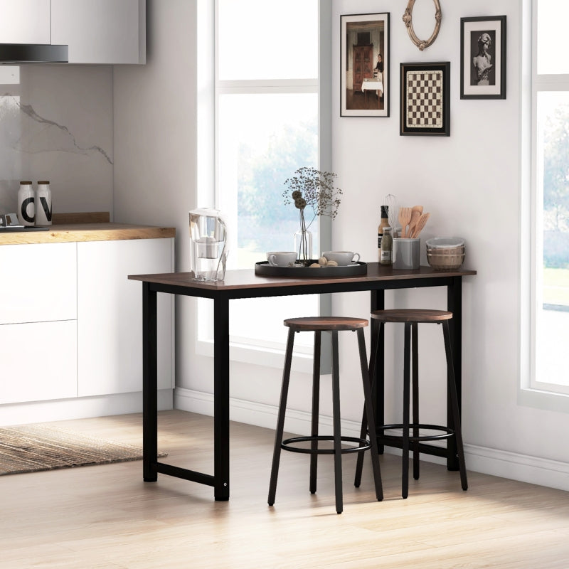 Bar Stools, Set of 2 Kitchen Breakfast Chairs 65cm High Seat, Rustic Brown