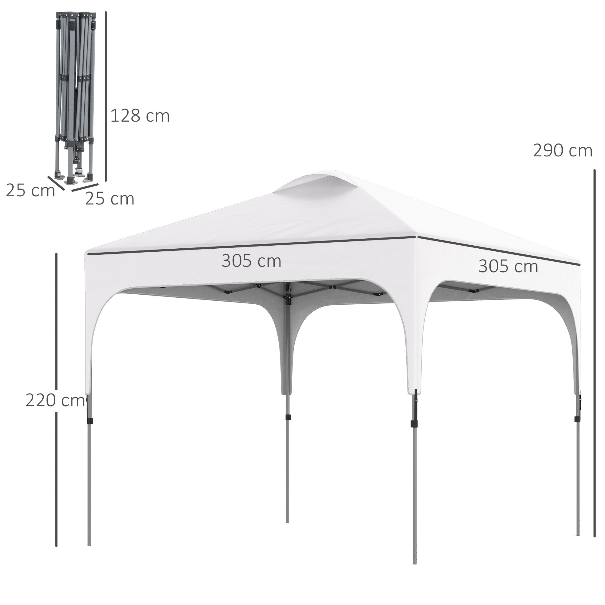 3 x 3M Pop Up Gazebo UPF 50+ Foldable Height Adjustable with Carrybag, White