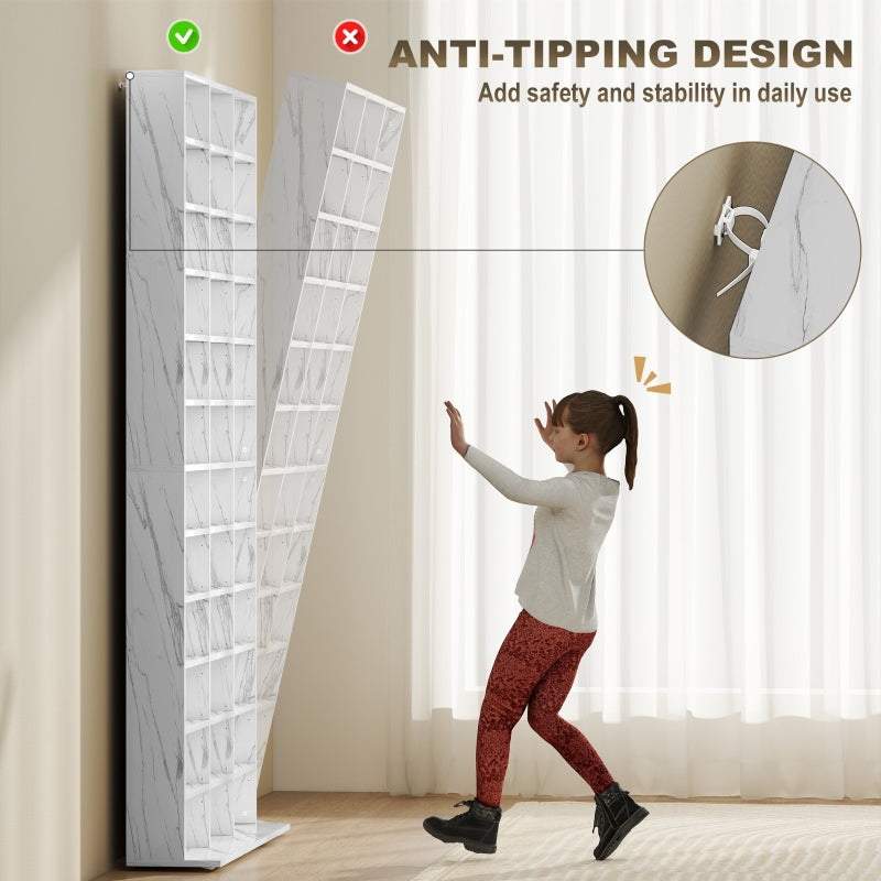 CD Storage Unit Adjustable Shelves 102 x 195 cm Marble Effect