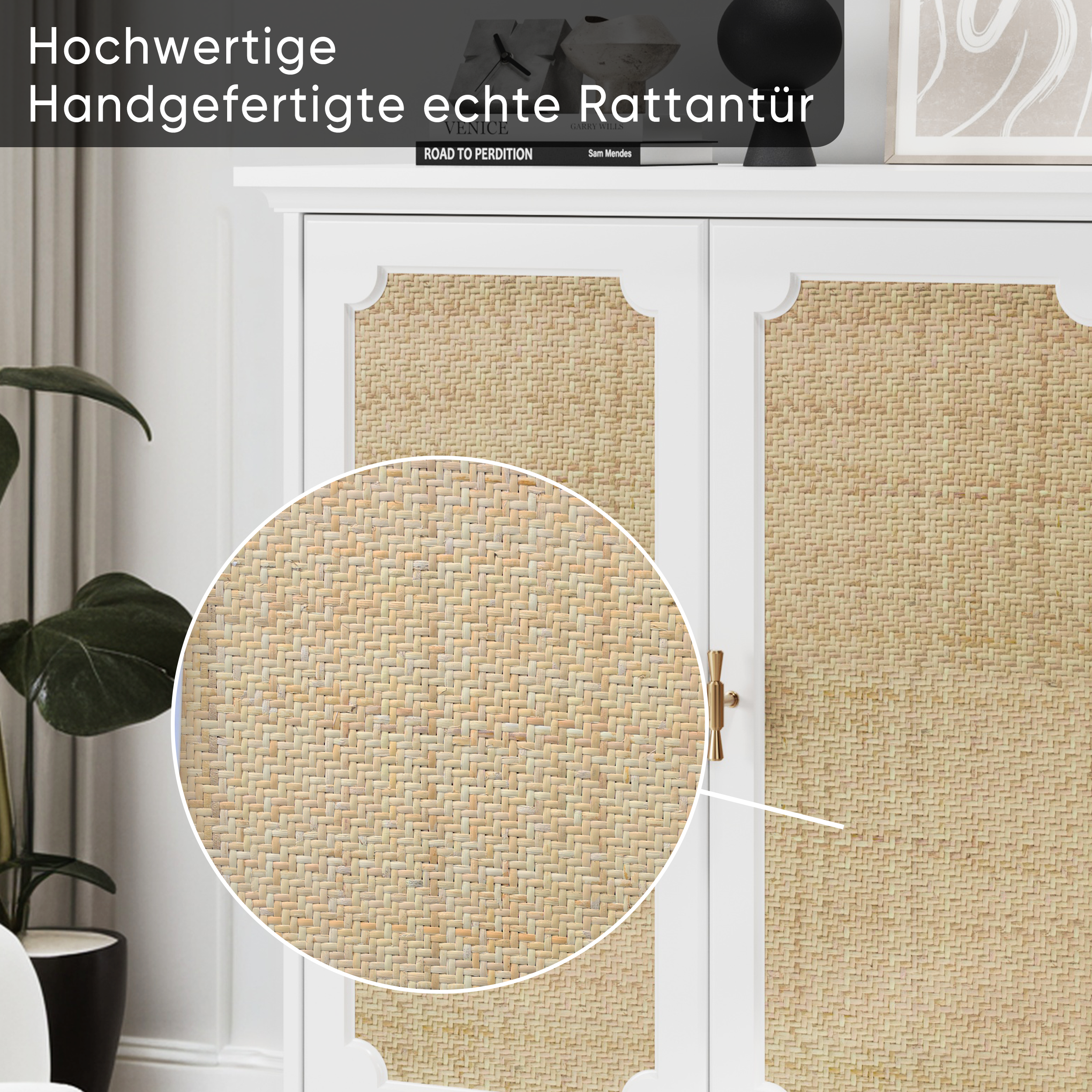 Sideboard, Kitchen Buffet Console, Rattan