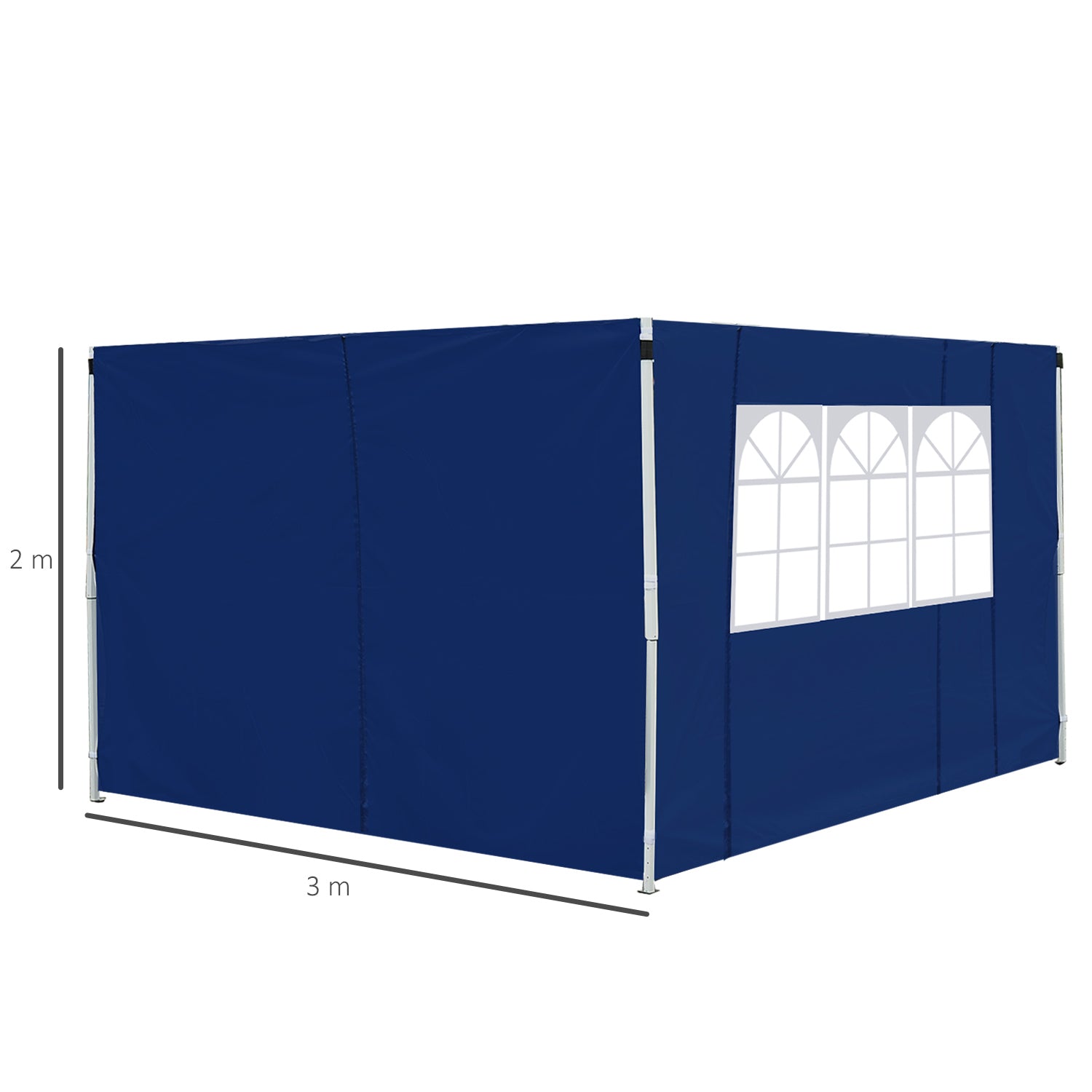 3m Gazebo Side Panel Wall with Window, Replaceable Blue