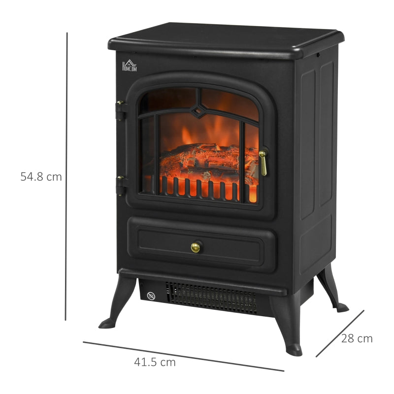 Freestanding Electric Fireplace Heater Log Flame Effect 950/1850W, Black