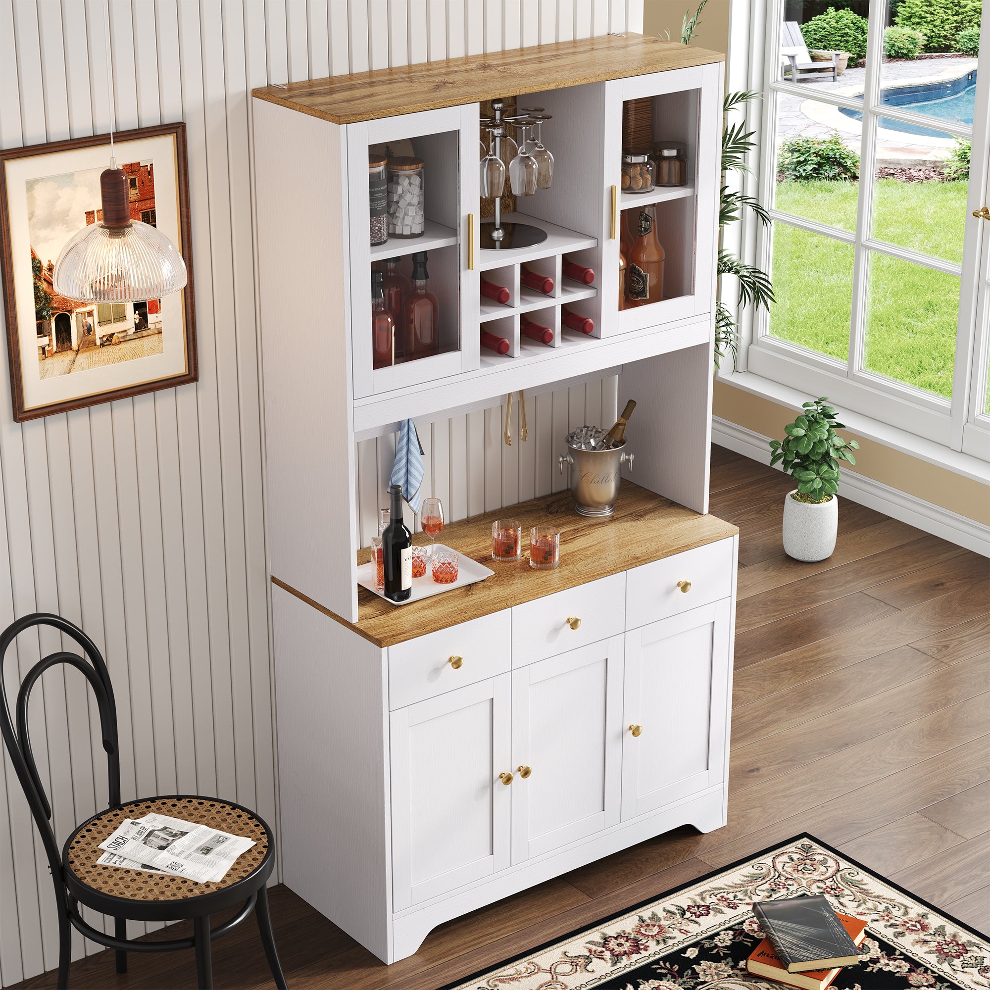 Sideboard Tall Cabinet 94.5x30x175.5 cm White Wood Grain
