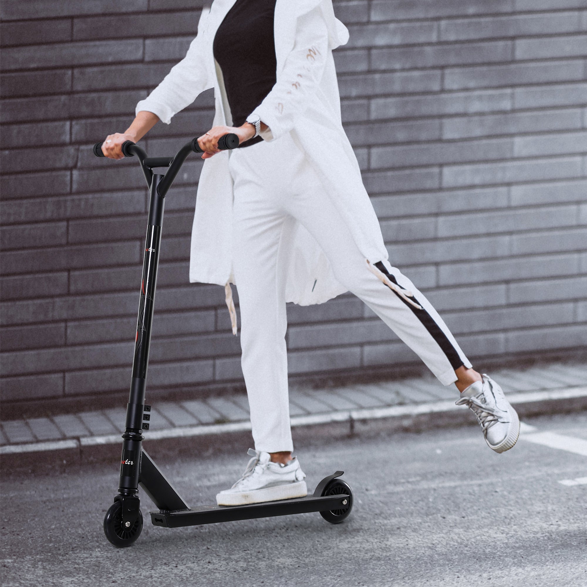 Pro Stunt Scooter, Freestyle Tretroller for Kids and Adults with 100mm Wheels, Black Aluminum