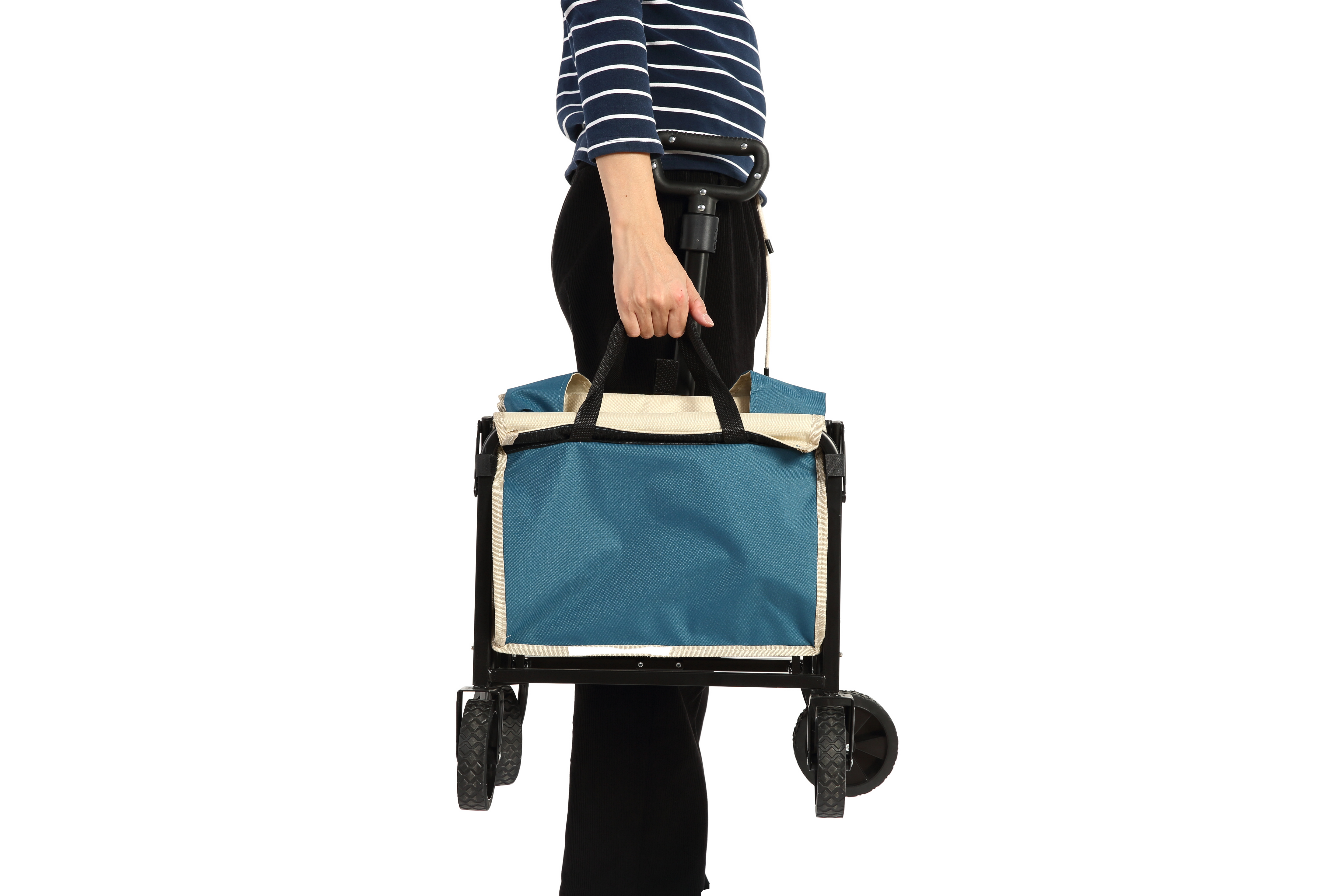 folding beach wagon outdoor utility cart blue