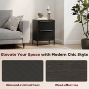 Chest of Drawers Dresser 2 Fabric Drawers Aluminium Handles Black