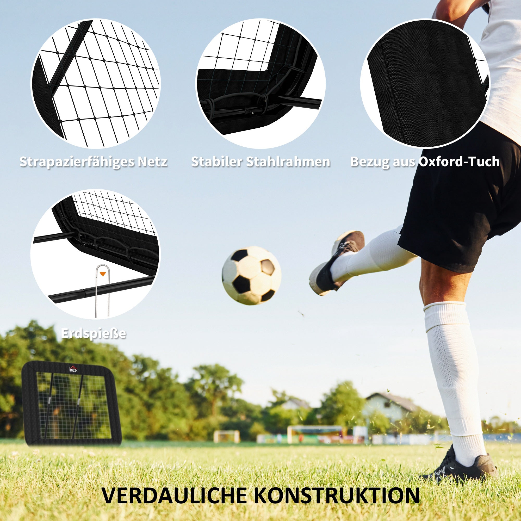 Football Goal Foldable Rebounder 5-level Adjustable Multi-sports