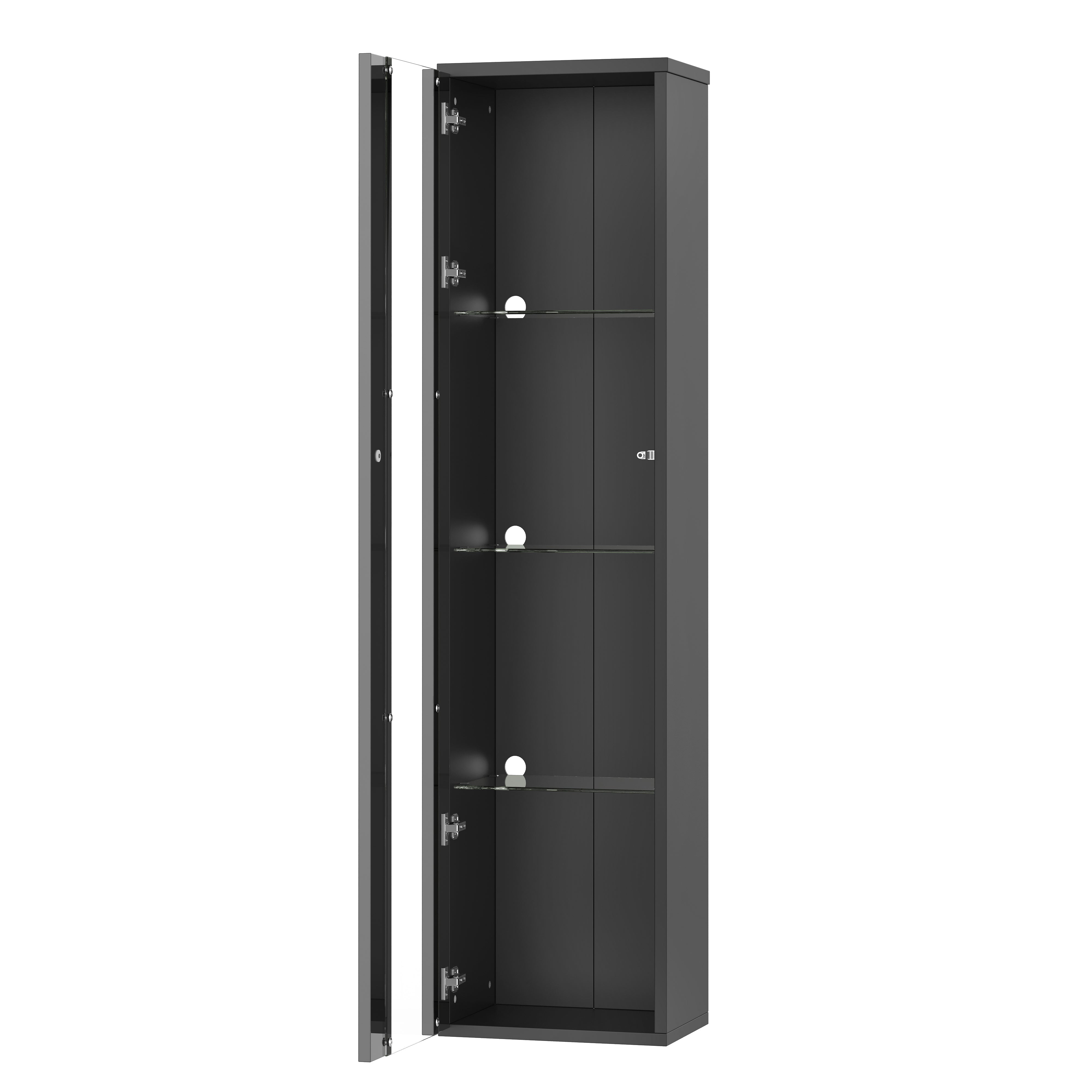 Display Case 40x29x170cm LED Light App Control Glass Partition - Black