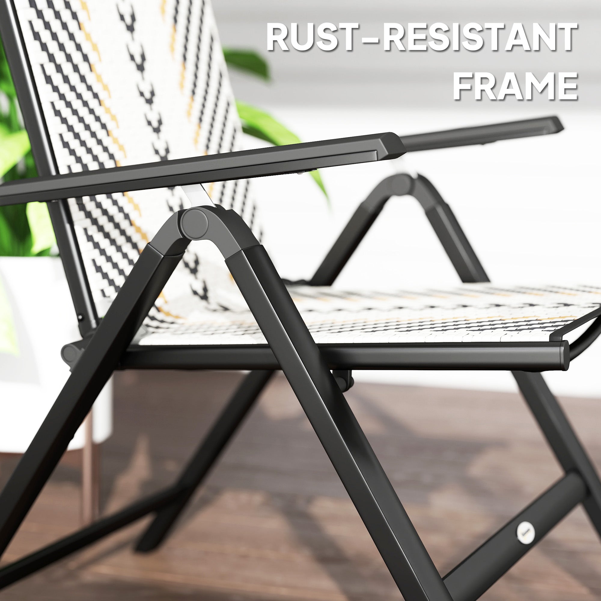 Set of Two Reclining Garden Chairs, 5-Position Rattan, Multicolour