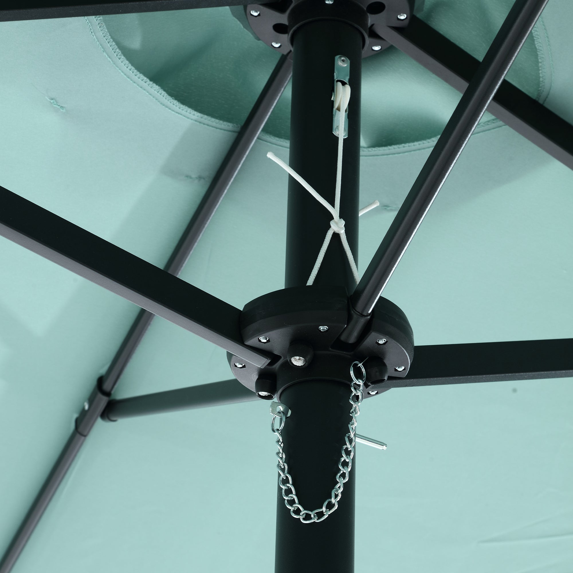 Double Sided Outdoor Umbrella, 14.8 Ft Rectangular Large with Crank, Light Green