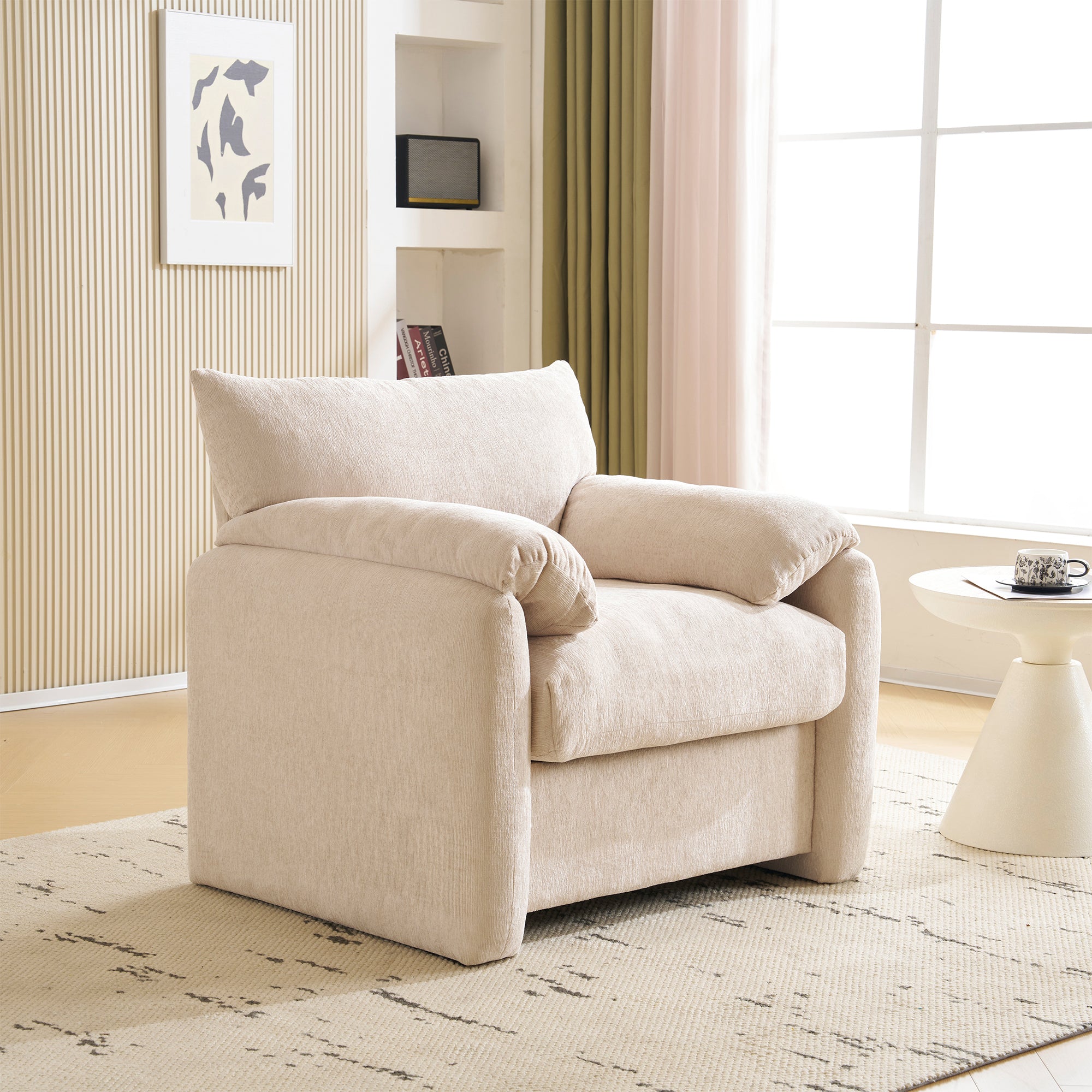 Modern design oversized armchair, decorative single sofa leisure chair, chenille fabric