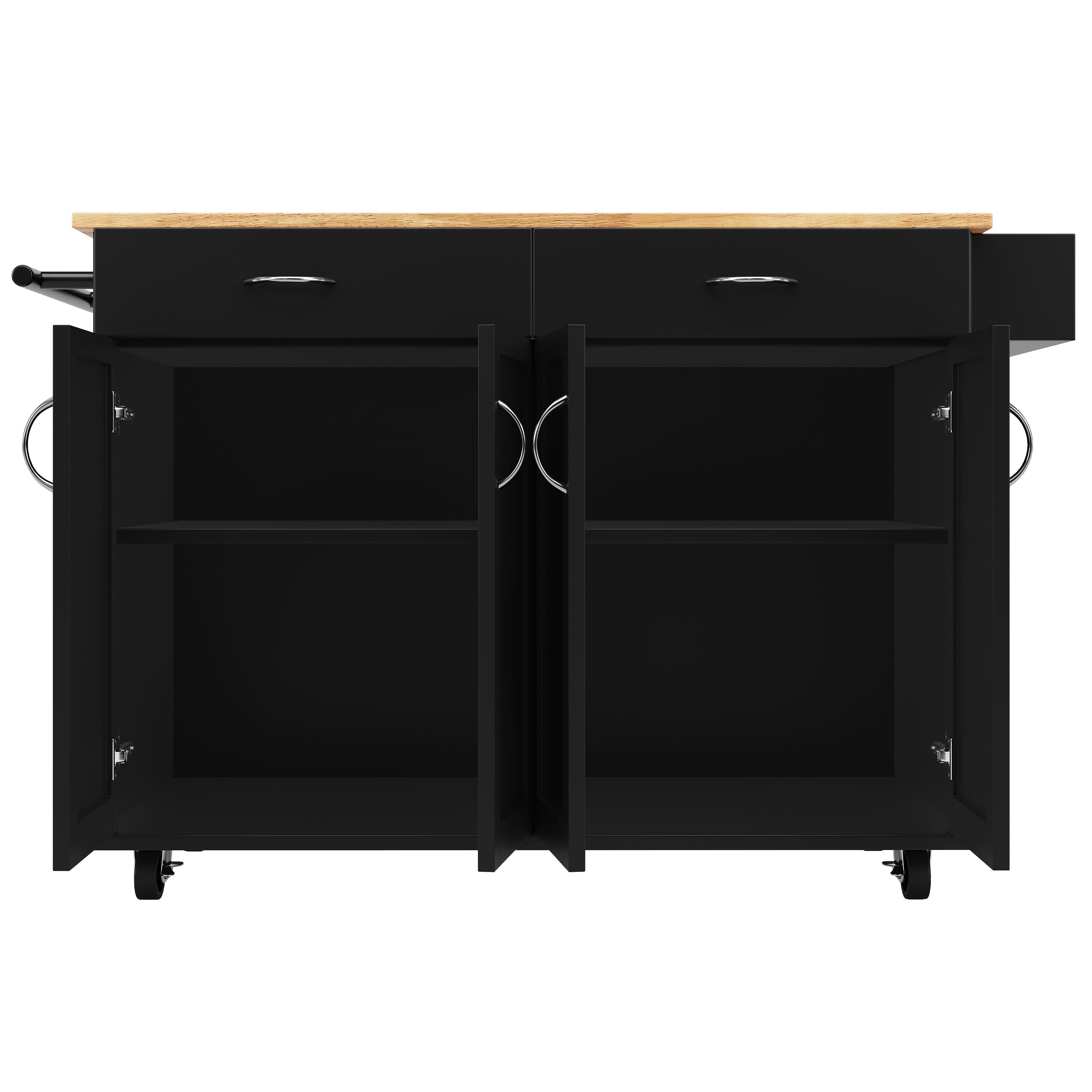 Modern Kitchen Island Multifunctional Dining Cart Storage - Black