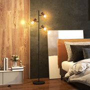 Floor Lamp, 3 E27 Sockets 40W Adjustable Flames 169cm, Black Metal