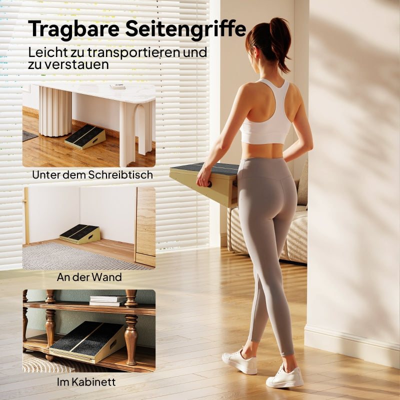 Inclined Board for Relief Exercises, 4 Adjustable Angles and Non-Slip, Wood