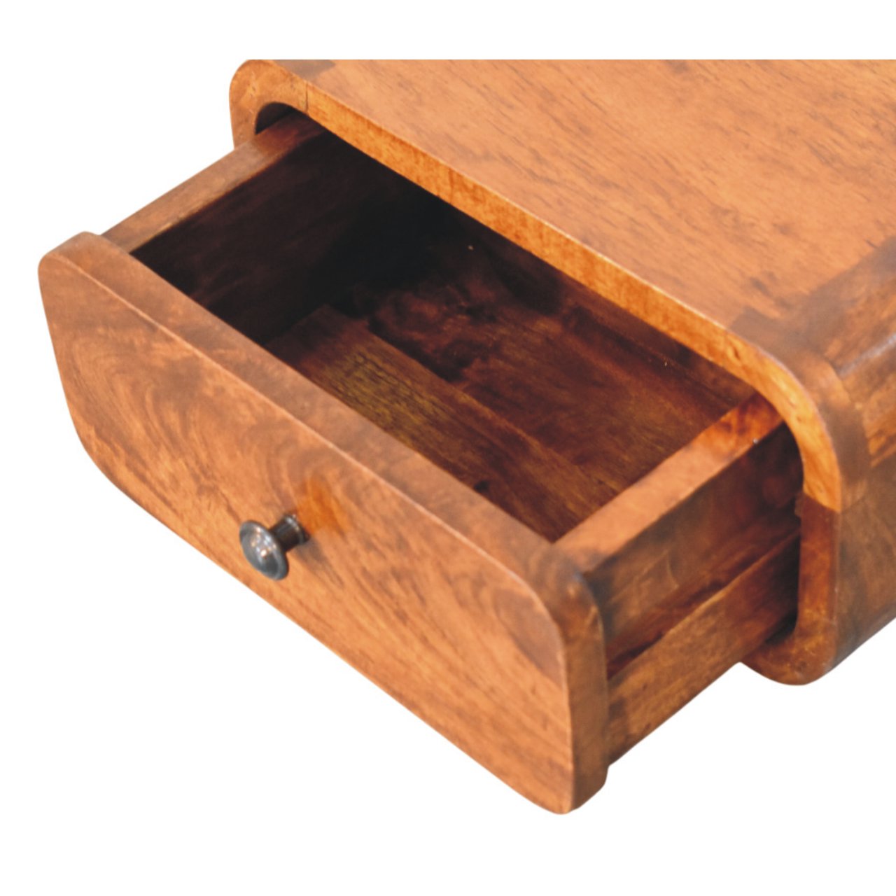 Avora Mini Wall-Mounted Nightstand, 1 Drawer, Solid Wood Dark Brown