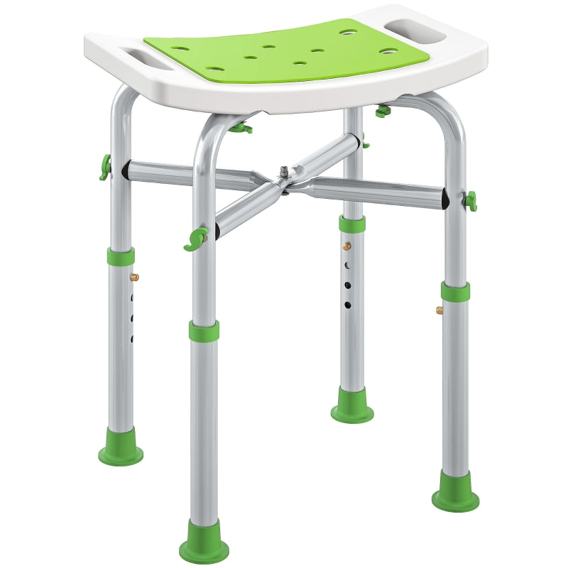 Shower/Bath Stool 44-51.5cm Adjustable Height Aluminium Frame Green