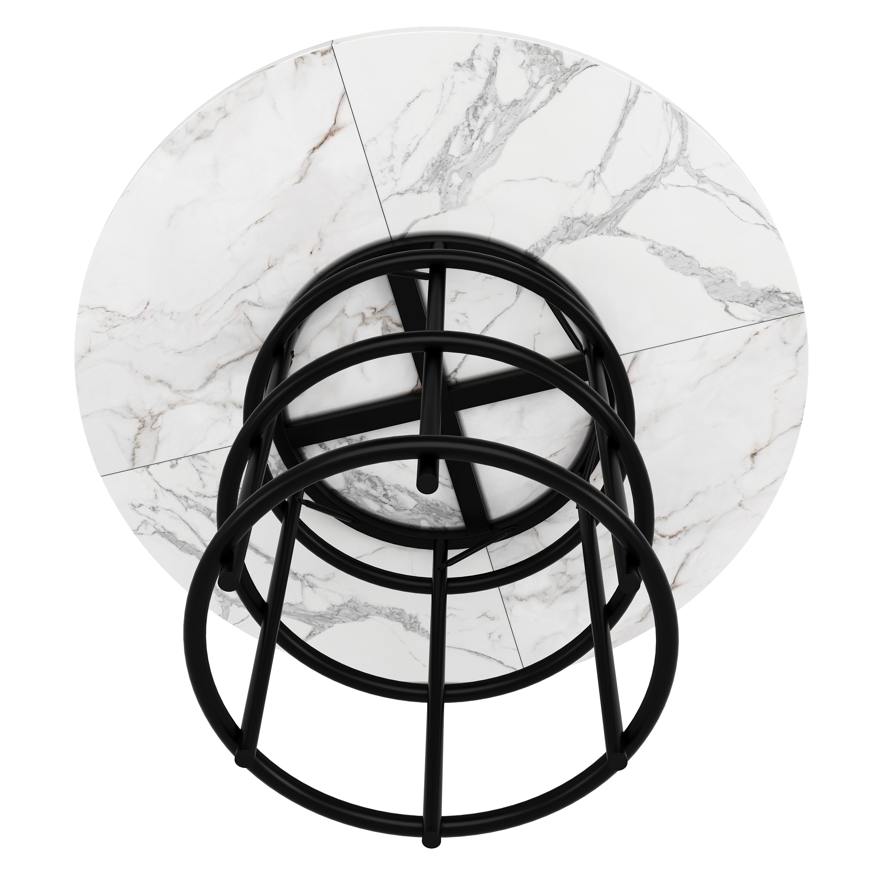 Dining Table Set 5-Piece Round 100cm MDF/Velvet White/Grey