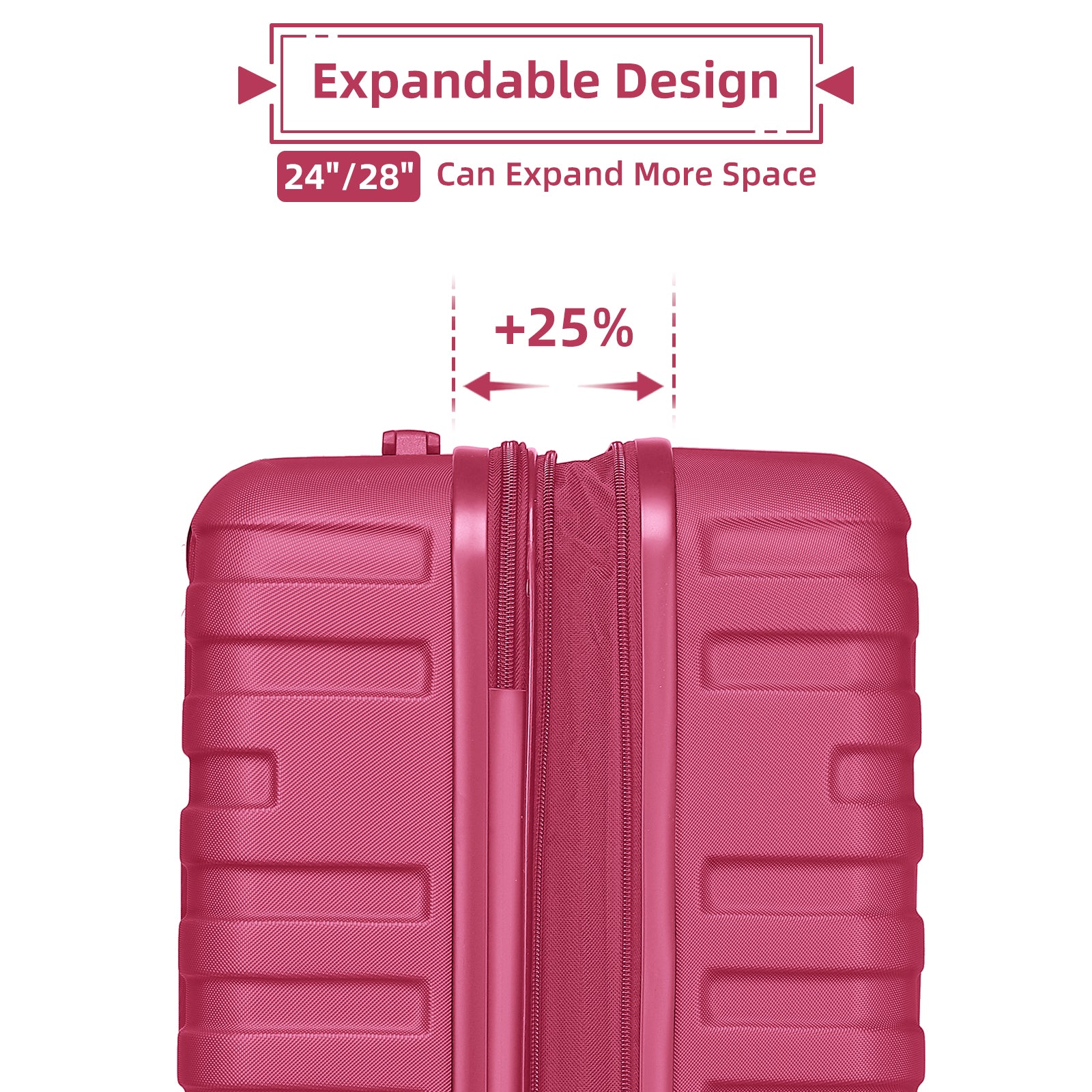 Luggage Sets 6 Piece Hardside Expandable with Spinner Wheels & TSA Lock, Rose Red