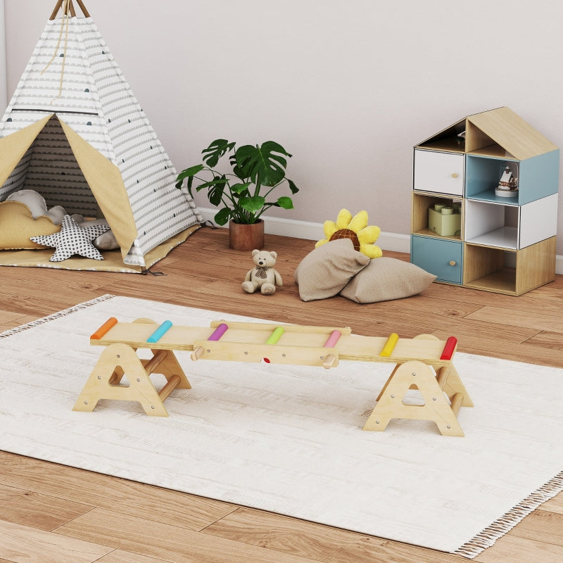 2-in-1 Balance Board Seesaw Rocker 133x38x24cm - Wooden