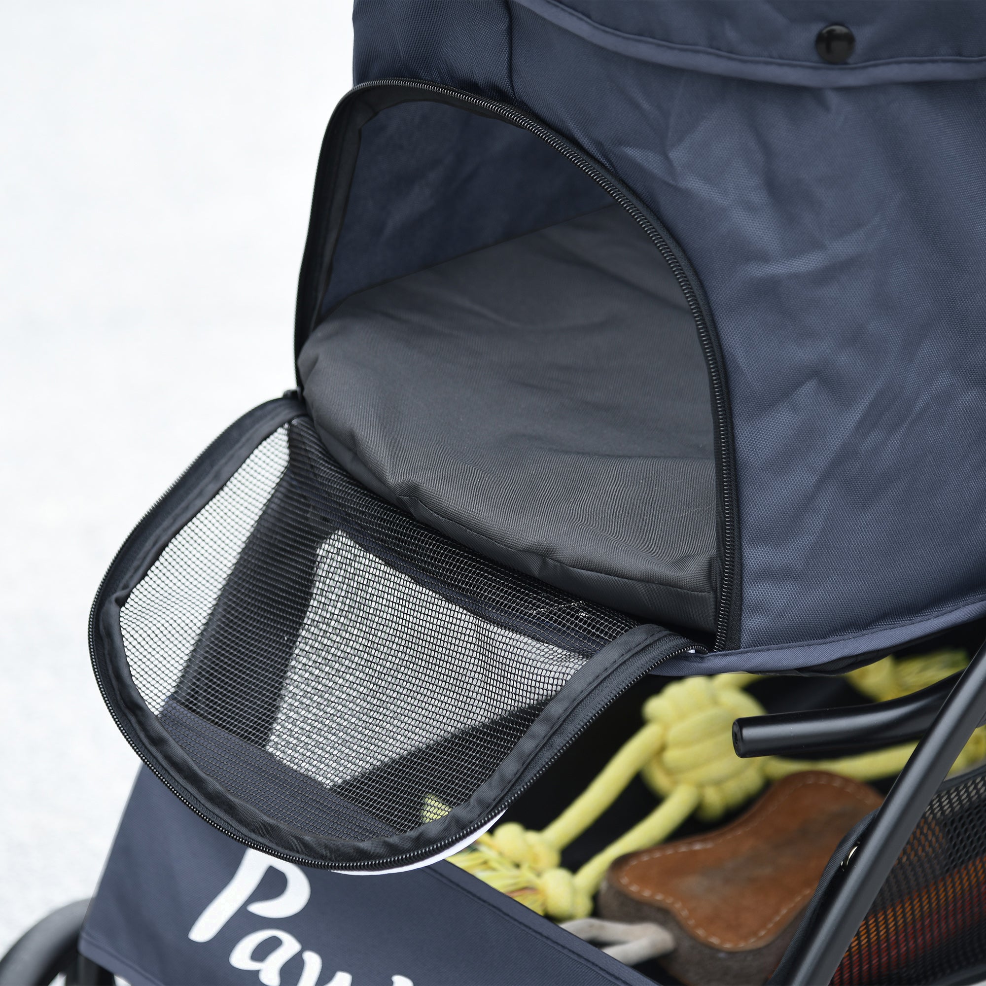 Dog Stroller, Foldable Buggy with Cushion, 4 Wheels, 600D Oxford Material