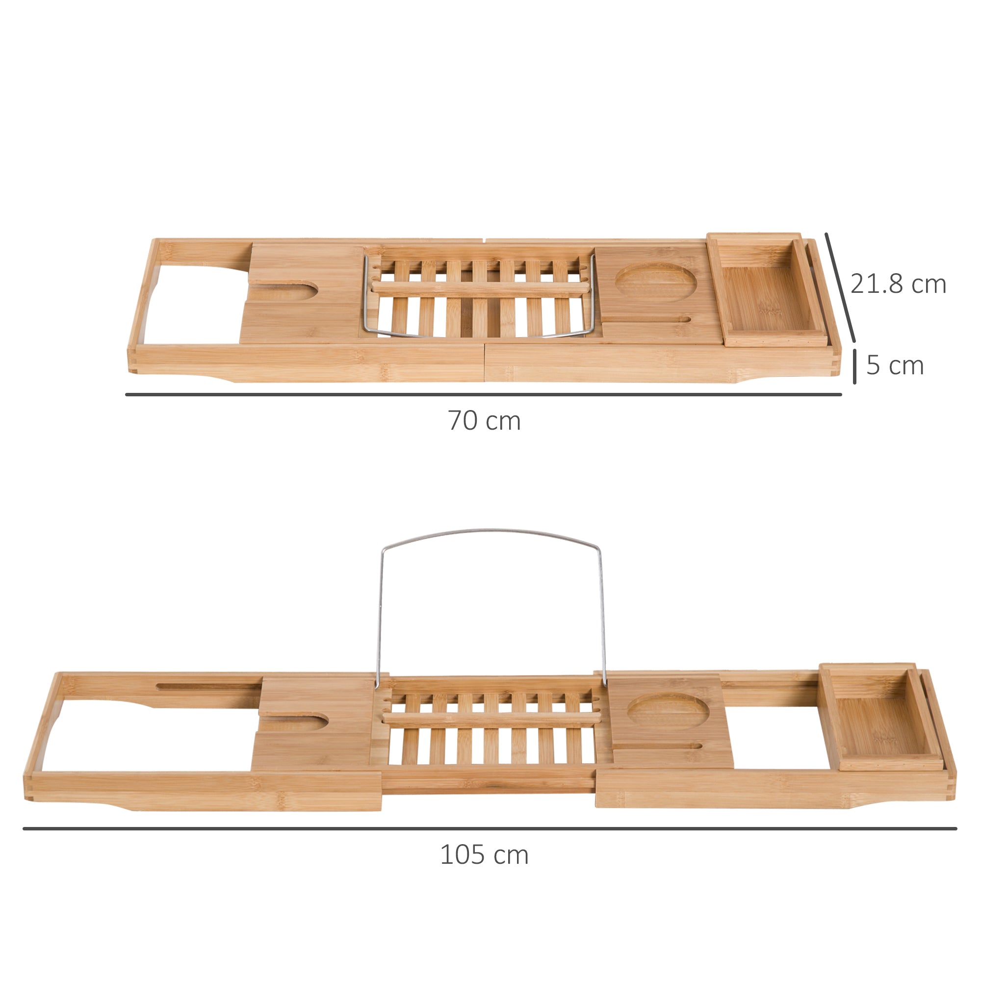 Bamboo Bathtub Caddy, Adjustable, Natural Material