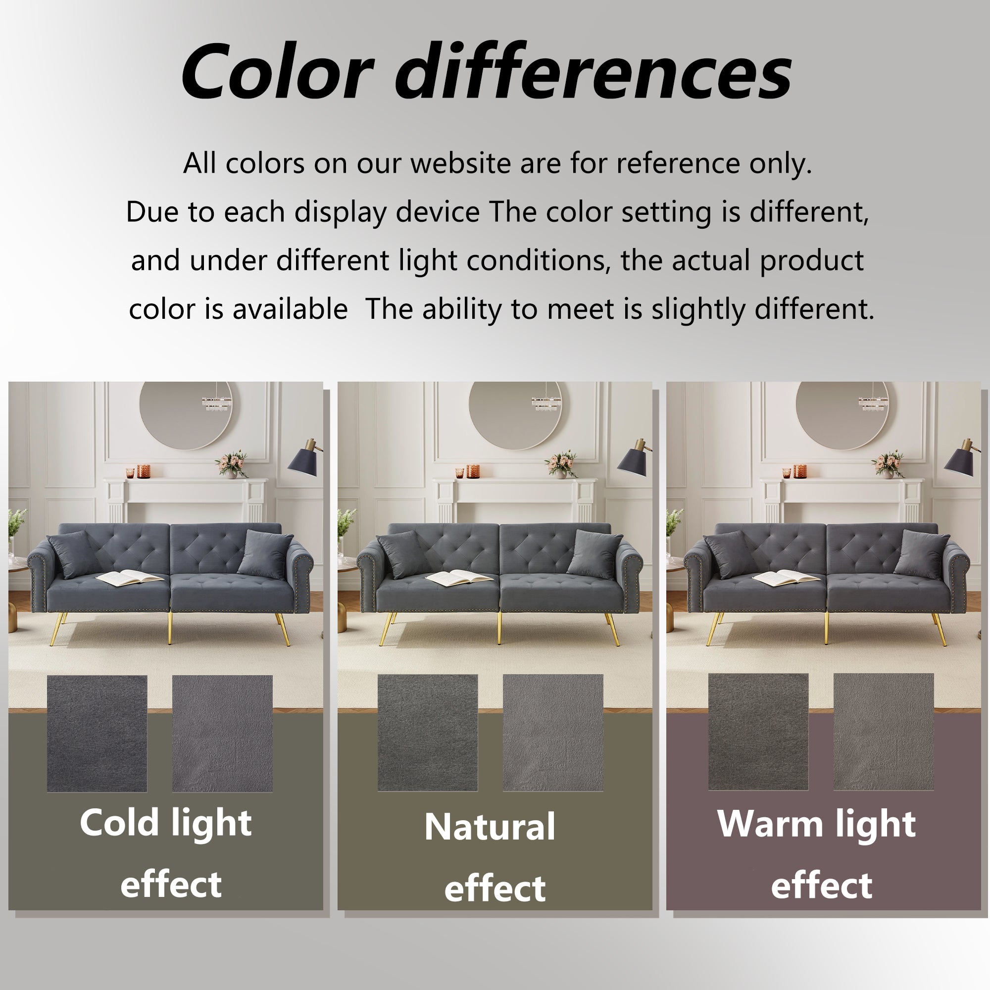 Modern 2-Seater Sofa Bed, 3-Stage Adjustable Backrest Sleeping Function, Velvet Upholstery